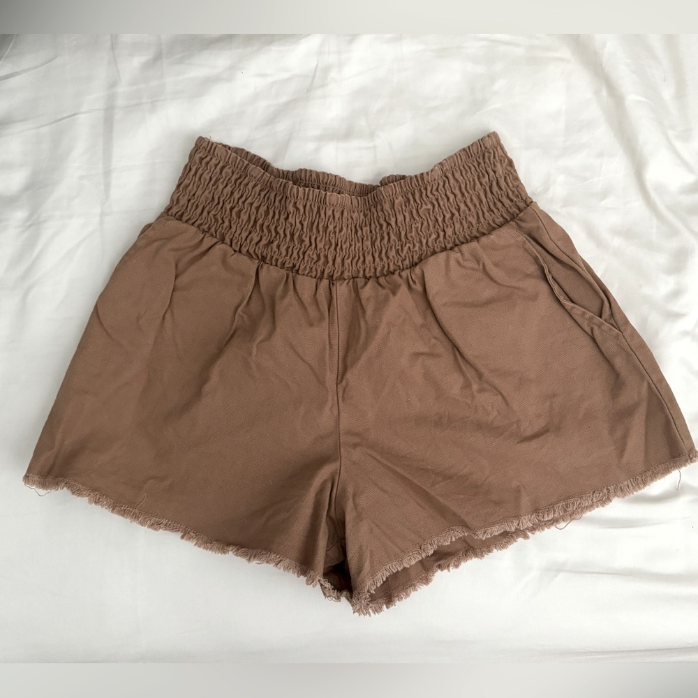 W’s Wild Fable Shorts|CutOff HighRise|Pockets|Elastic Waist|Brown Cognac|Size XS